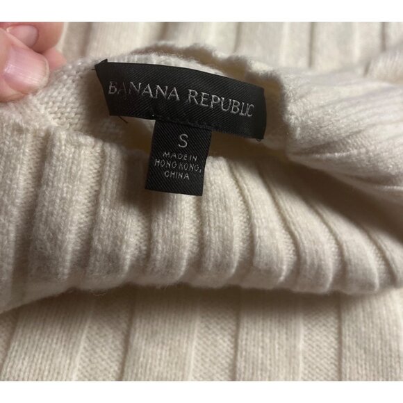 Banana Republic womens cream  Ribbed Mock Neck Sweater S 100% Merino Wool - Picture 3 of 10